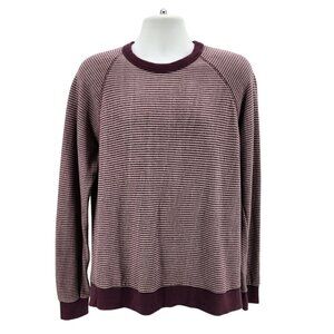 Alternative Apparel Organic Cotton Striped Marron Gray Knit Sweater Mens Large